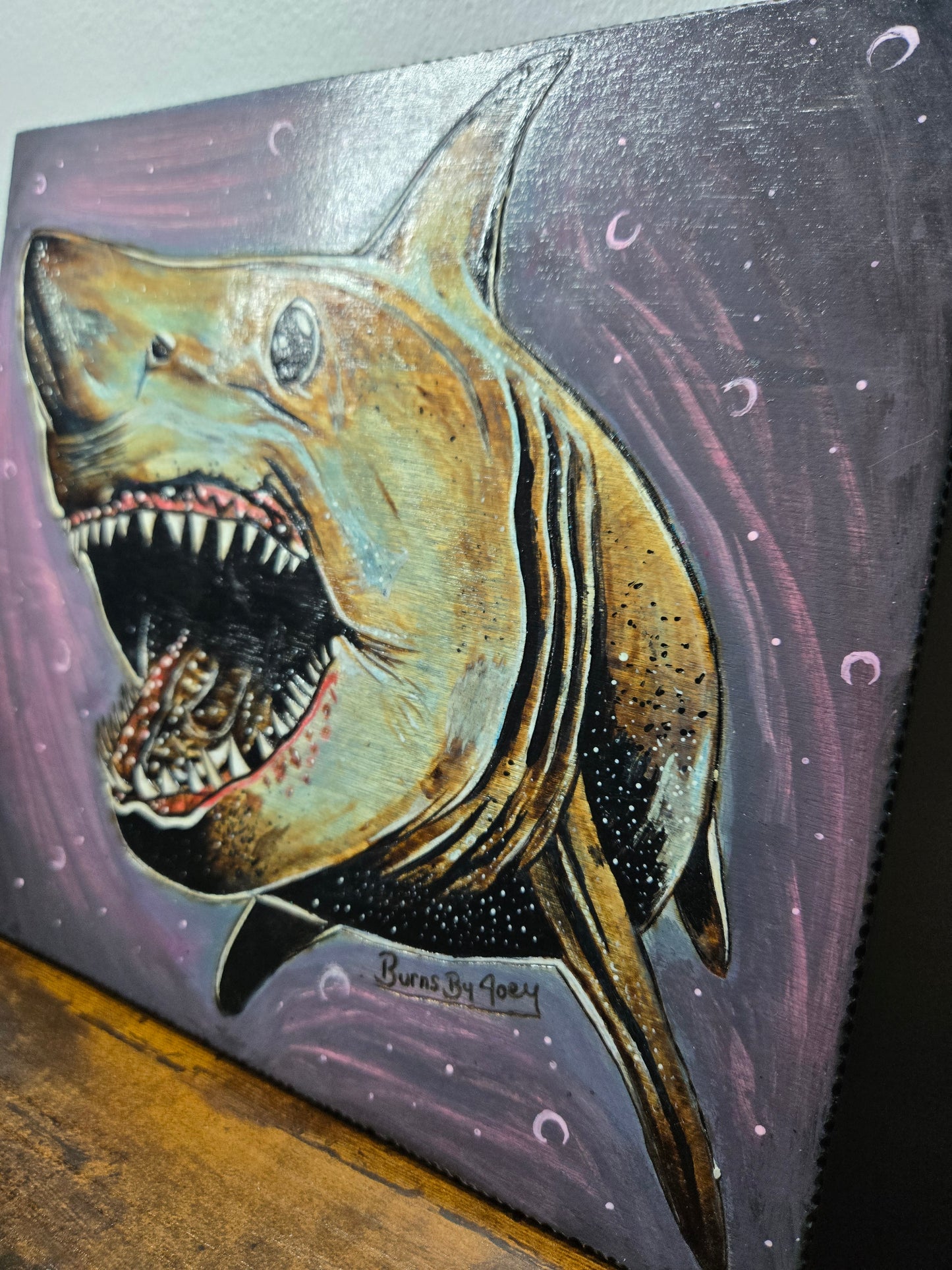 Cosmic Shark Woodburning