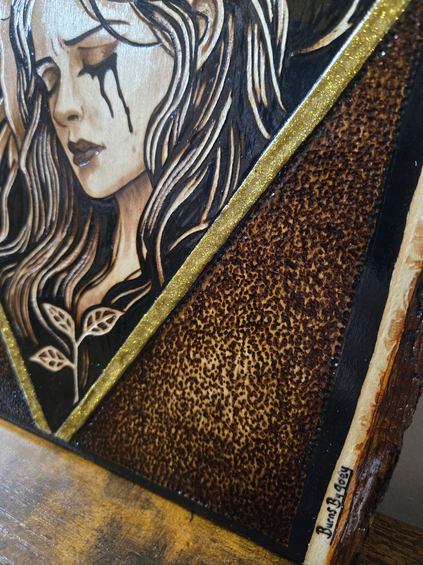 "Eternal Embrace" Skull & Woman Woodburning