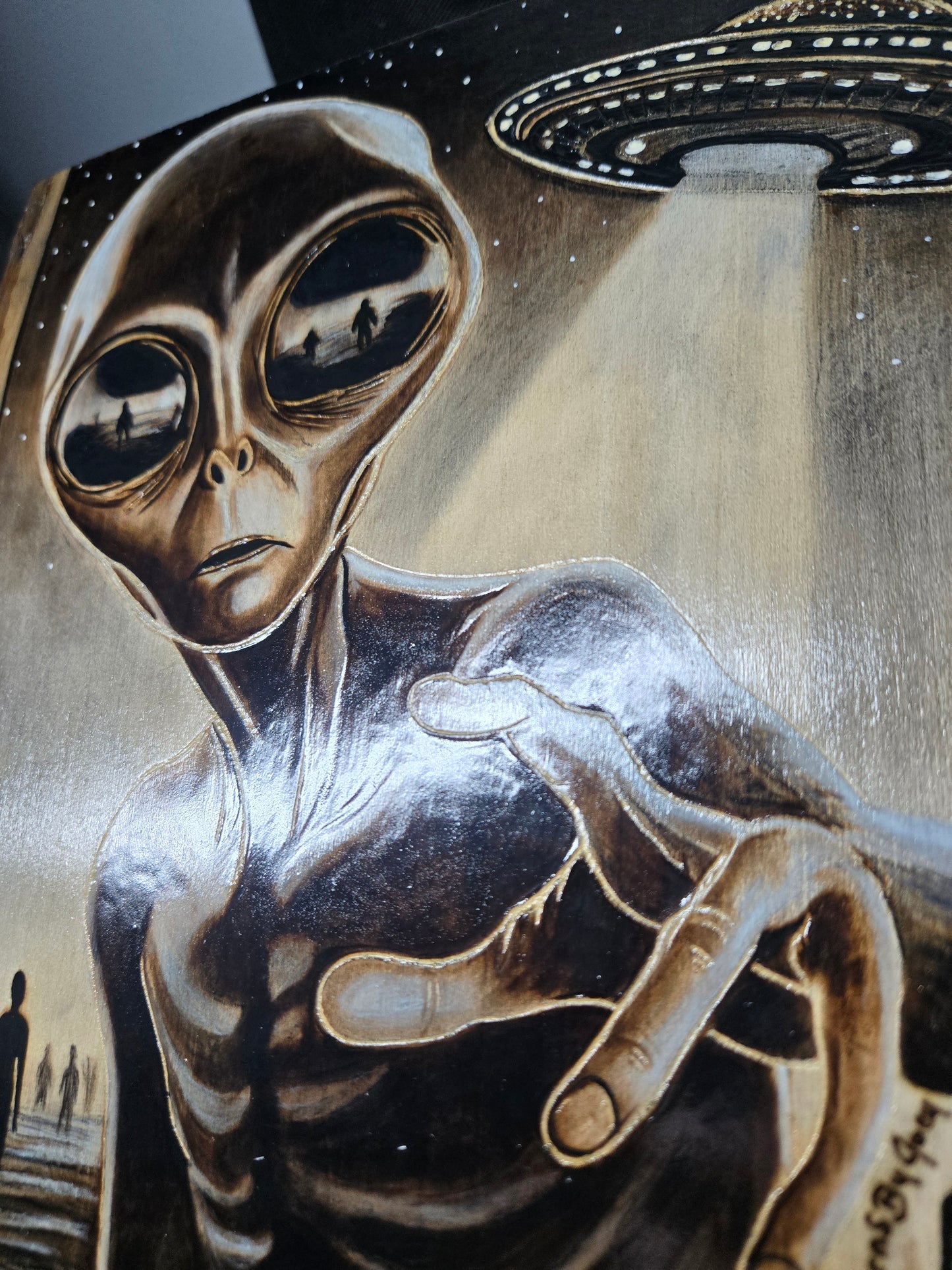 "The Witness" Alien Woodburning