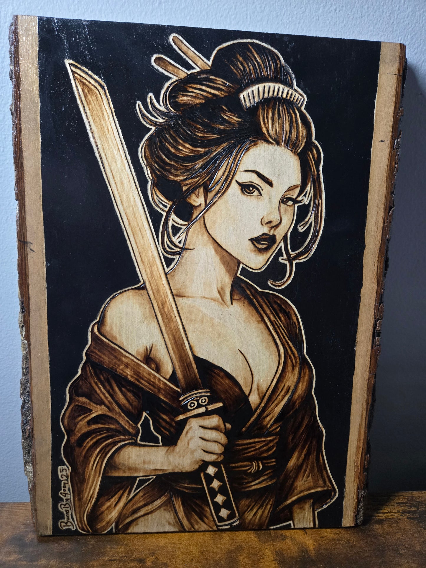 Samurai Woman Woodburning