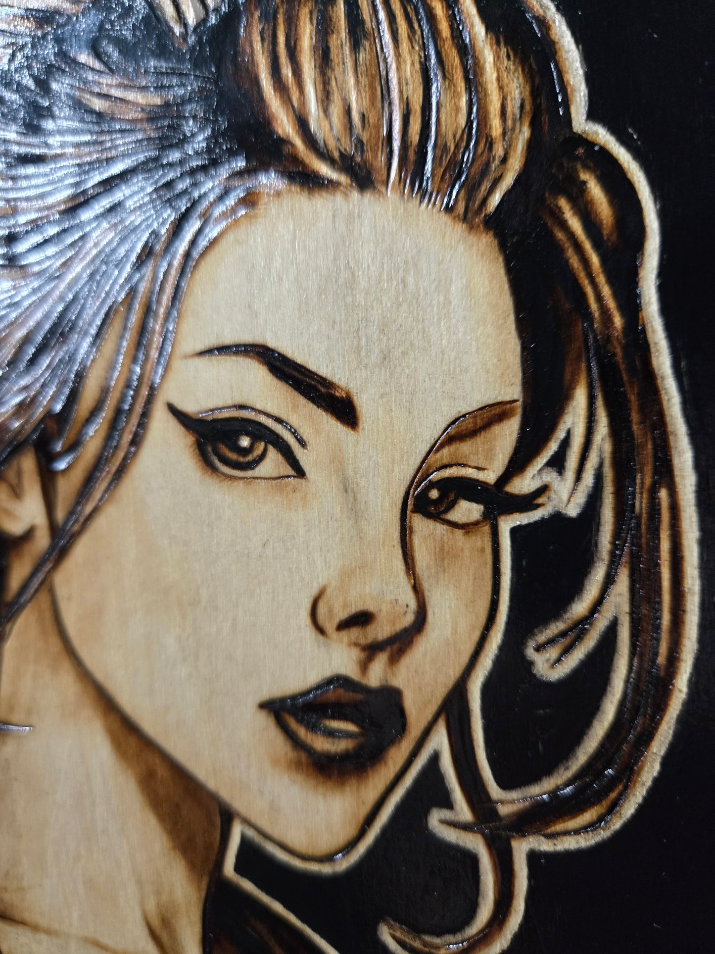 Samurai Woman Woodburning