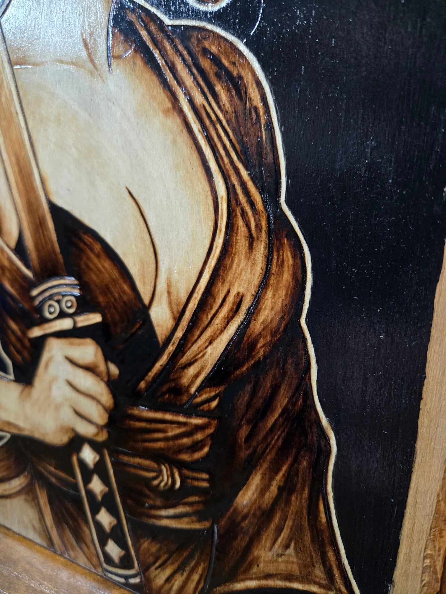Samurai Woman Woodburning