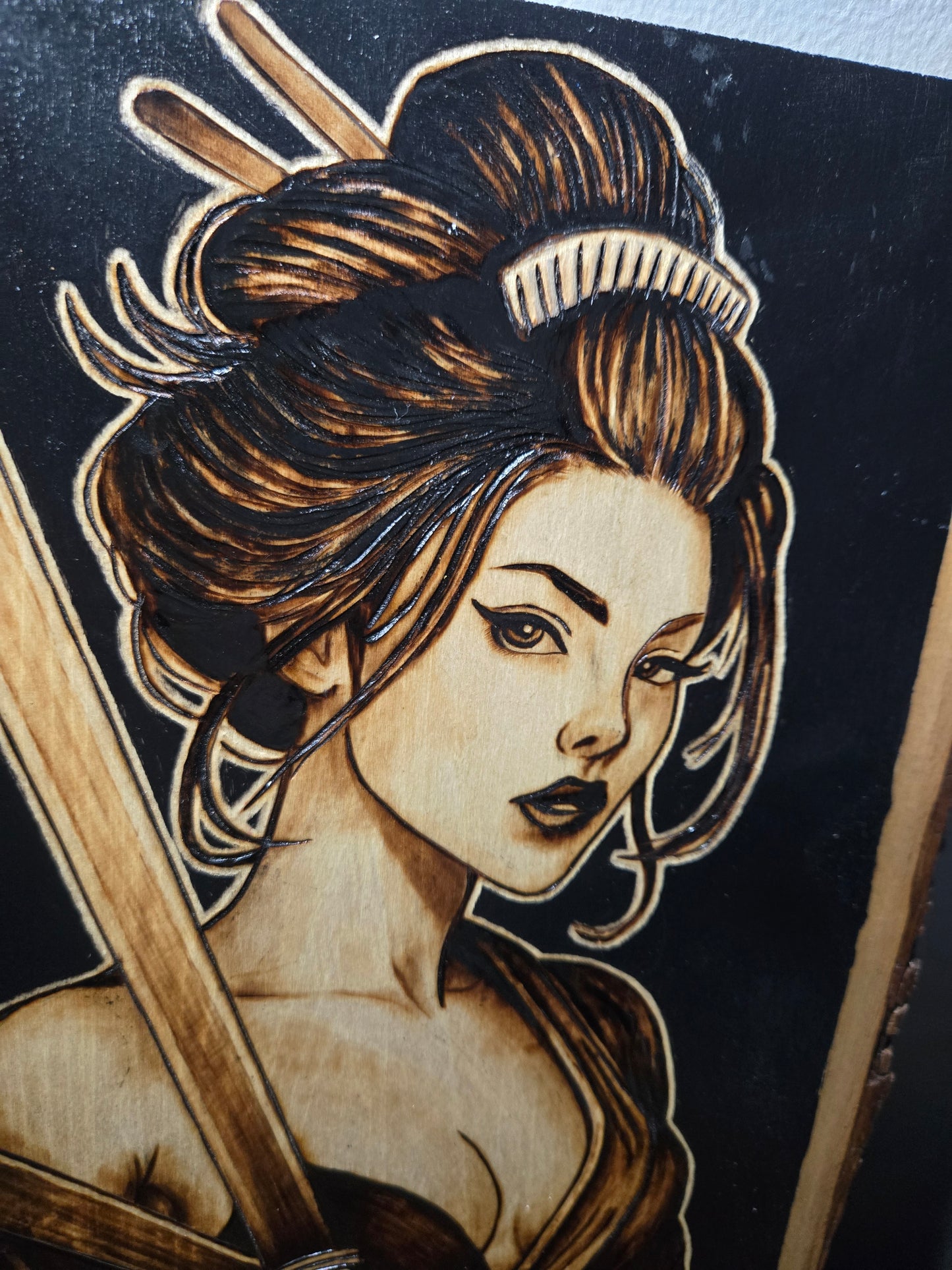 Samurai Woman Woodburning