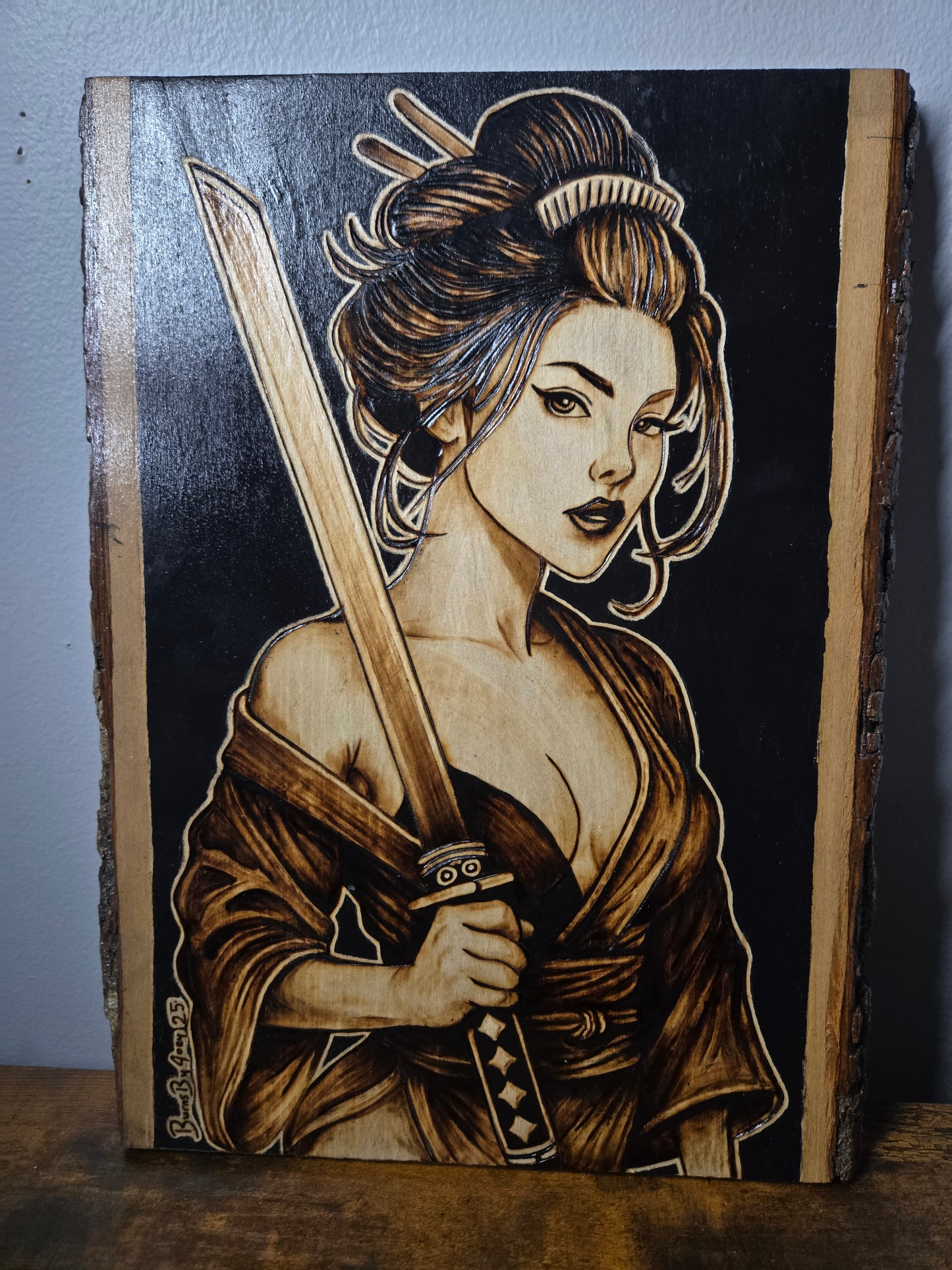 Samurai Woman Woodburning