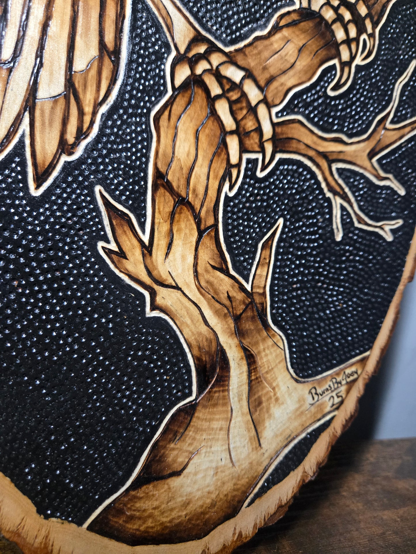 Skeleton Raven Woodburning