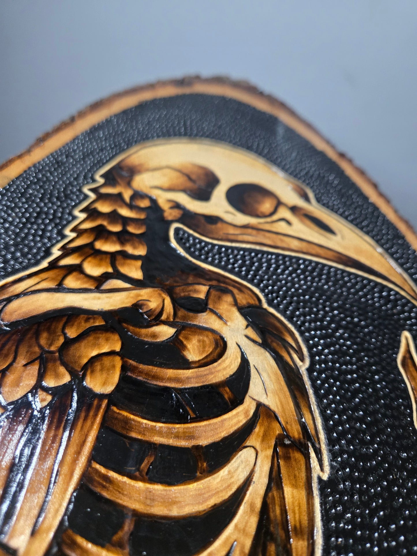 Skeleton Raven Woodburning