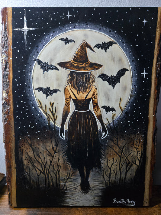 Moonlit Witch | Hand Burned Woodburning