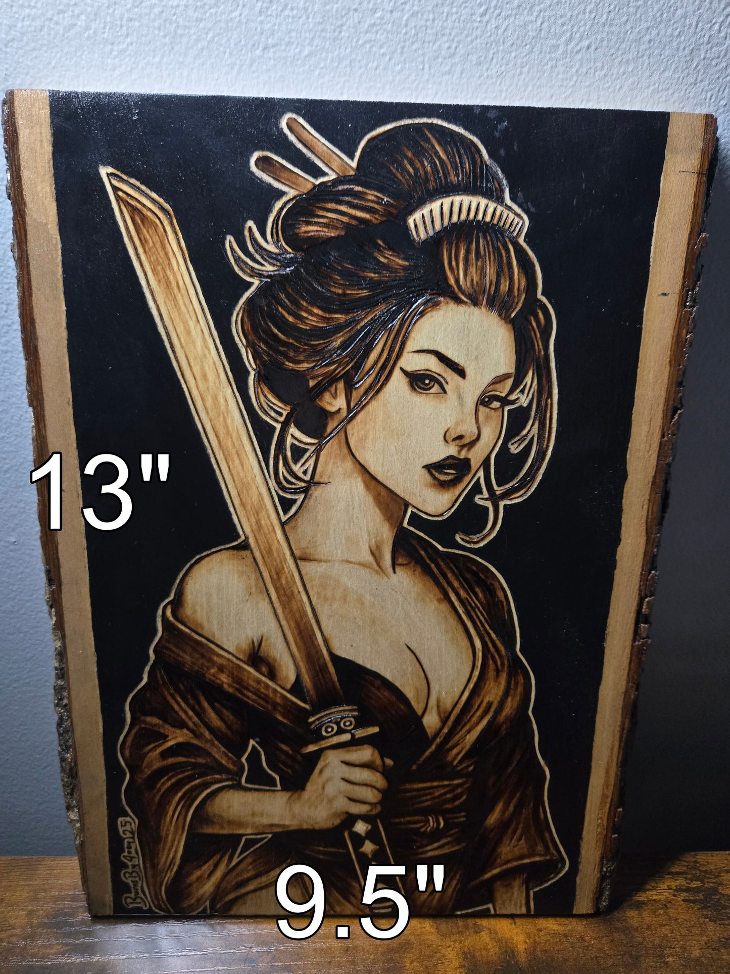 Samurai Woman Woodburning