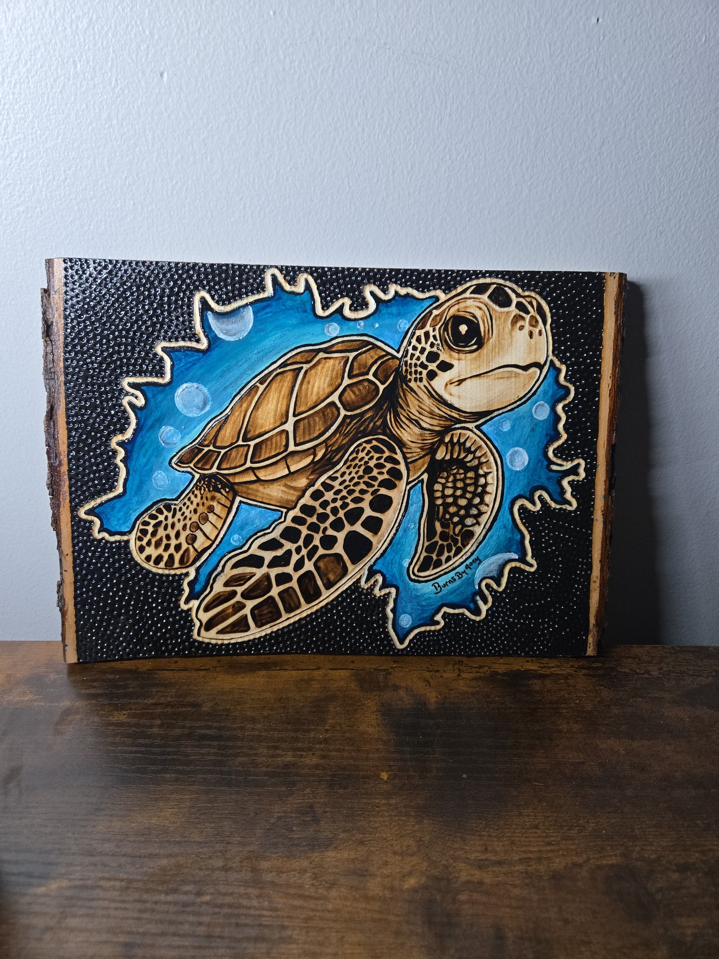 Sea Turtle Woodburning